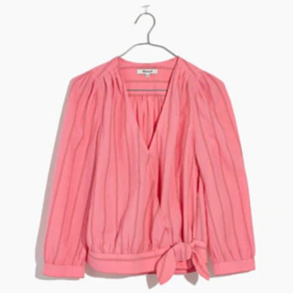 Madewell Tops - Madewell || Wrap Top in "Cecilia Stripe" || Pink